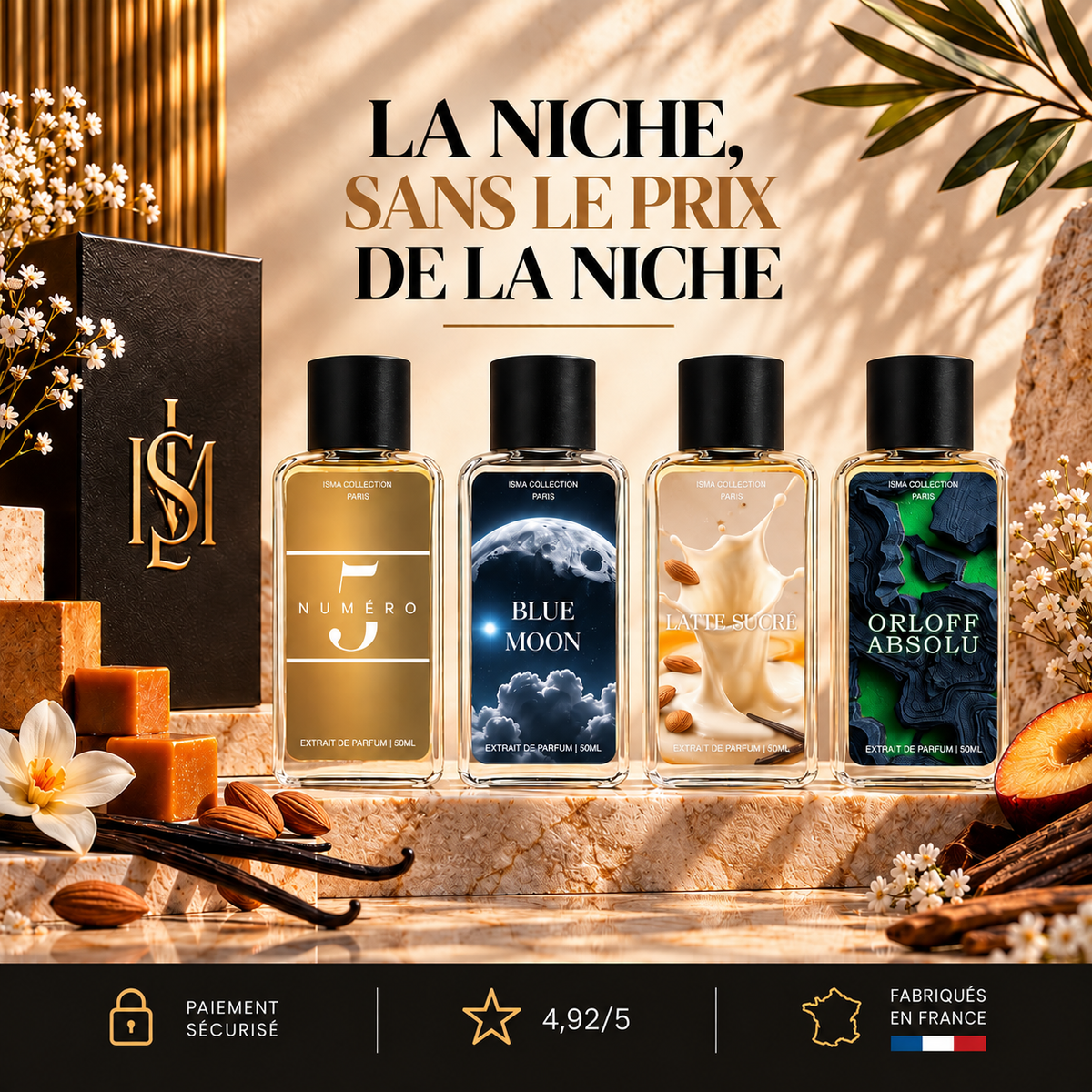 ISMA Collection - hero premium avec Numéro 5, Blue Moon, Latte Sucré et Orloff Absolu